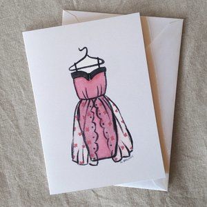 4/$20- Pink Dress Greeting Card